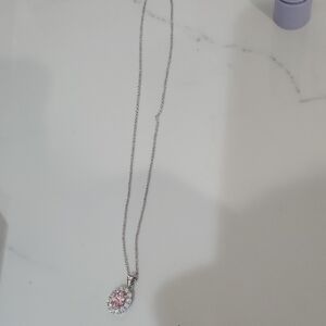 Elegant Silver Necklace with Pink Gemstone